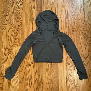 Gray Cropped Hoodie
